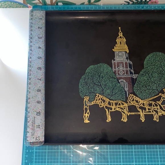 Vintage Serving Tray; Couroc Monterey Melamine Tray Colonial Victorian Scene - Picture 10 of 14